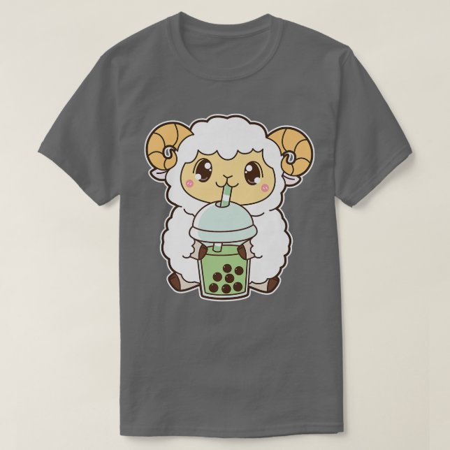 Camiseta Kawaii Cute Zodiac Boba Goat Matcha Green Bubble M (Frente do Design)