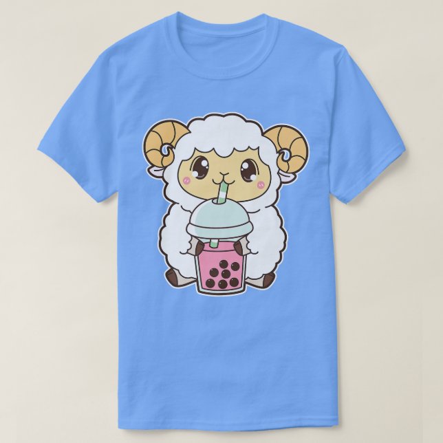 Camiseta Kawaii Cute Zodiac Boba Goat Strawberry Bubble Mil (Frente do Design)