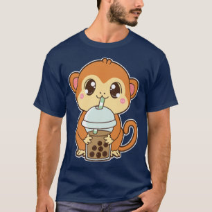 Camiseta Kawaii Cute Zodiac Boba Monkey Classic Bubble Pear