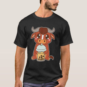 Camiseta Kawaii Cute Zodiac Boba Ox Peach Mango Bubble Pear