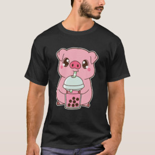 Camiseta Kawaii Cute Zodiac Boba Pig Matcha Green Bubble Mi