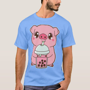 Camiseta Kawaii Cute Zodiac Boba Pig Strawberry Bubble Pear