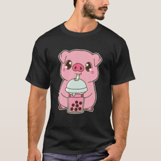 Camiseta Kawaii Cute Zodiac Boba Pig Strawberry Bubble Pear