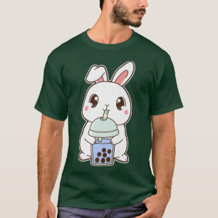 Camiseta Kawaii Cute Zodiac Boba Rabbit Blue Bubble Pearl M