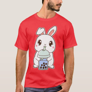 Camiseta Kawaii Cute Zodiac Boba Rabbit Blue Bubble Pearl M