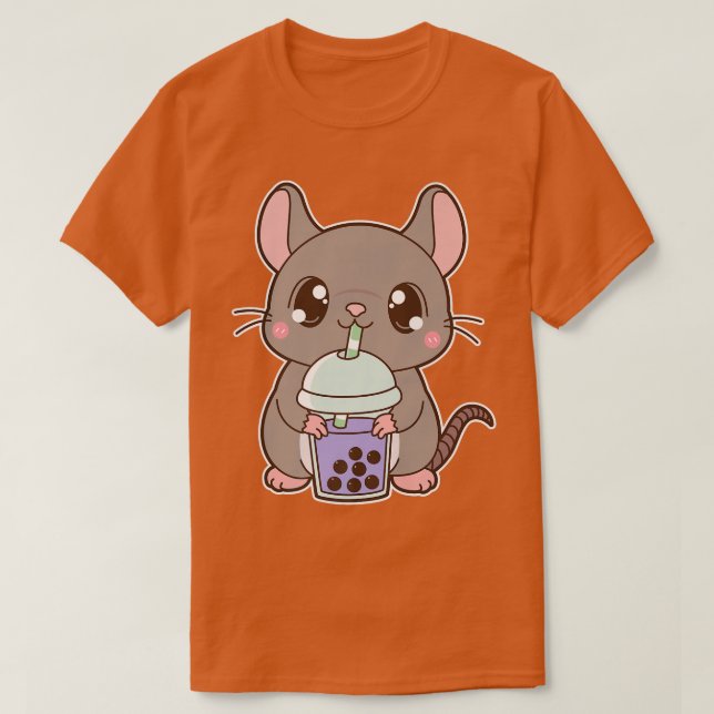 Camiseta Kawaii Cute Zodiac Boba Rat Taro Bubble Pearl (Frente do Design)