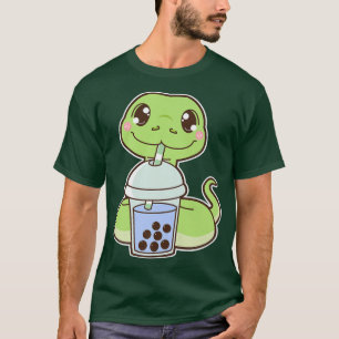 Camiseta Kawaii Cute Zodiac Boba Snake Blue Bubble Pearl Mi