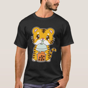 Camiseta Kawaii Cute Zodiac Boba Tiger Thai Bubble Mil