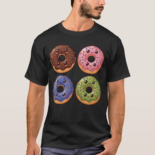 Camiseta Kawaii de Donuts Glacêados Pop Art (Frente)