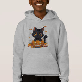 Camiseta Kawaii de Gato Preto para Halloween