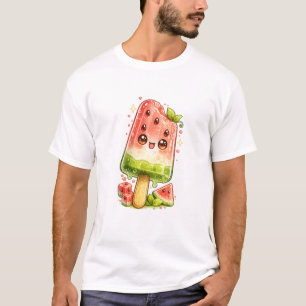 Camiseta Kawaii de Picolé de Melancia