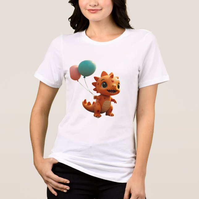 Camiseta Kawaii Dinossaur - Dino bonito com coraçã (Frente)