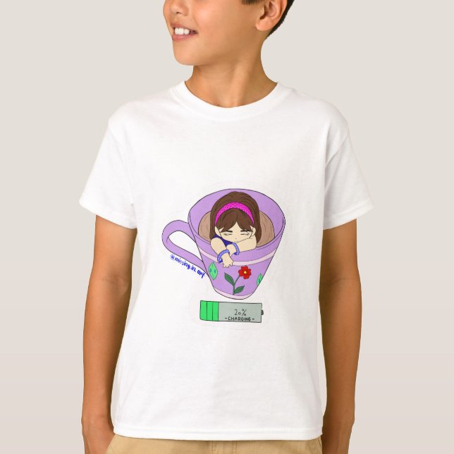 Camiseta Kawaii Divertido Bateria Fora Carregando Tempo Cri (Frente)