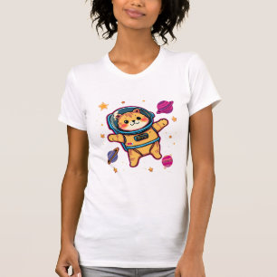 Camiseta Kawaii do Gato Astronauta do Espaço Fofo