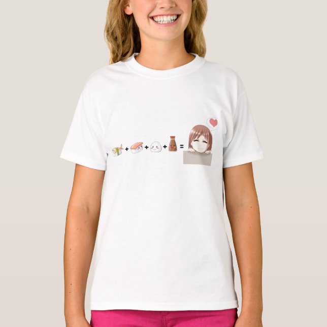 Camiseta Kawaii do sushi (Frente)