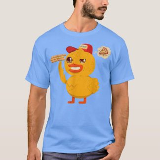 Camiseta Kawaii Duck Cute Animal Pizza Entrega Pizza Engraç