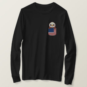 Camiseta Kawaii Eagle American Flag Pocket