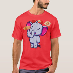 Camiseta Kawaii Elephant Cute Animal Pizza Delivery Funny P