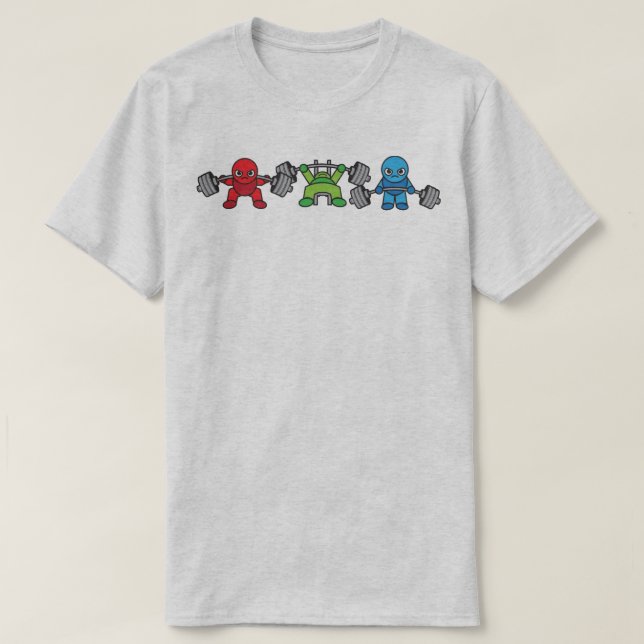 Camiseta Kawaii em Potência - Quadrado, Imprensa em Banco,  (Frente do Design)