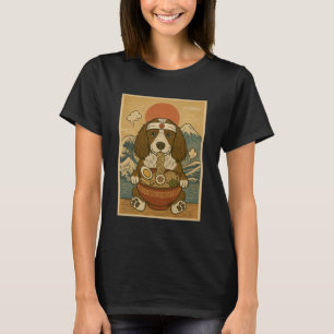 Camiseta Kawaii English Springer Spaniel Japonês Ramen Nenh