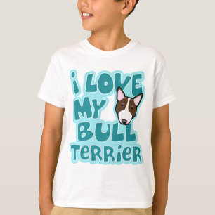 Camiseta Kawaii eu amo meu bull terrier rajado