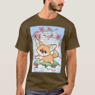 Camiseta Kawaii Fennec Fo Cherry Blossom Japonês