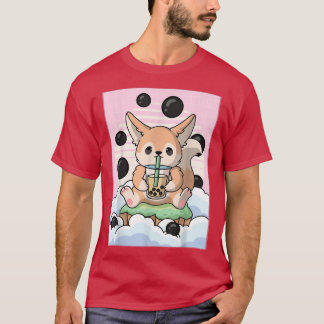 Camiseta Kawaii Fennec Fox Bubble Boba Milk Tea Japonês Ae