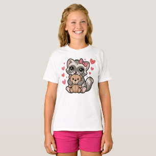 Camiseta Kawaii Ferret Cuddling Urso de Teddy