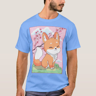 Camiseta Kawaii Fo Japan Kitsune Sakura Cherry Blossom P