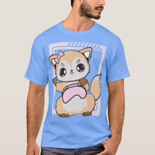 Camiseta Kawaii Fo Plays Cute Game For Computer Player And 