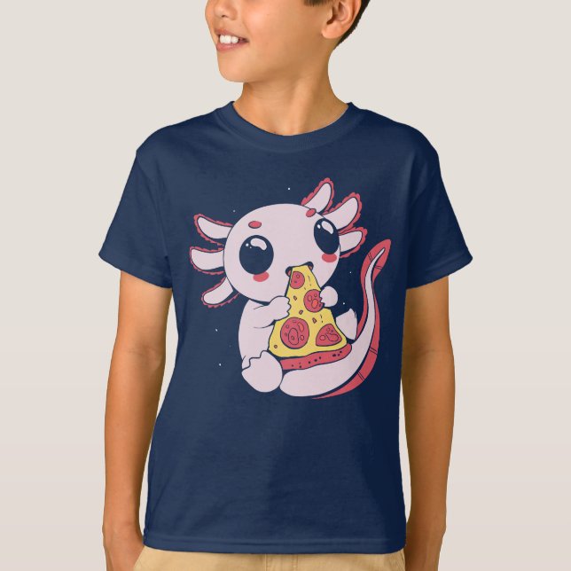 Camiseta Kawaii fofo axolotl PIZZALOTL (Frente)