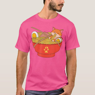 Camiseta Kawaii Fox Com Ramen