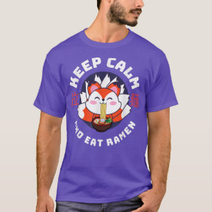 Camiseta Kawaii Fox Mantenha Calma E Coma Ramen Cute Rover