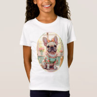 Kawaii French Bulldog copo de chá cottagecore