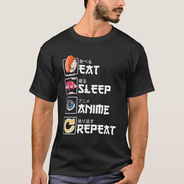 Camiseta Kawaii Ga Sushi Come Anime Repetit (Frente)