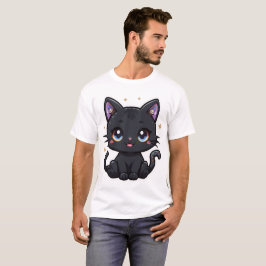 Camiseta Kawaii Galaxy Black Cat Magical Cute Gatinho T-Shi