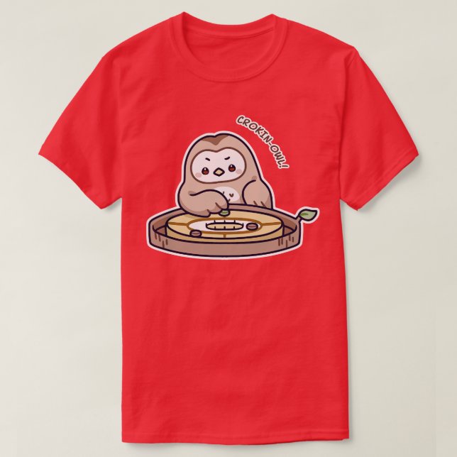 Camiseta Kawaii Games Crokinole Owl (Frente do Design)