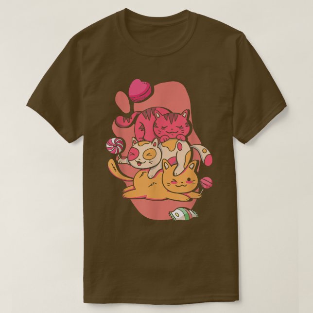 Camiseta Kawaii Gata Kitten Lollipop Arte Japonesa (Frente do Design)