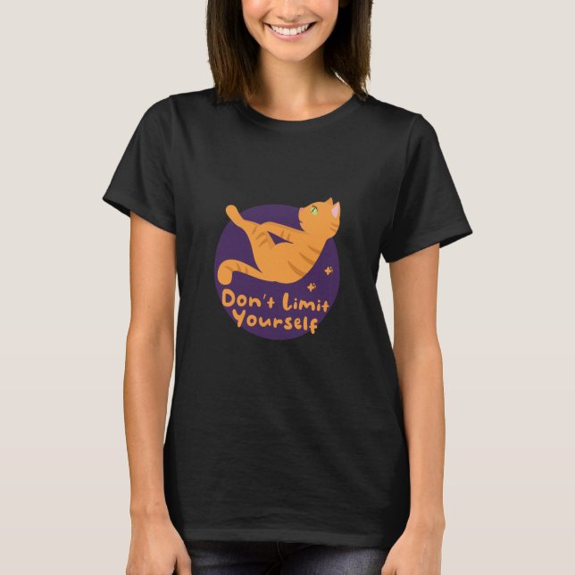 Camiseta Kawaii, gato laranja bonitinho fazendo poses ioga (Frente)