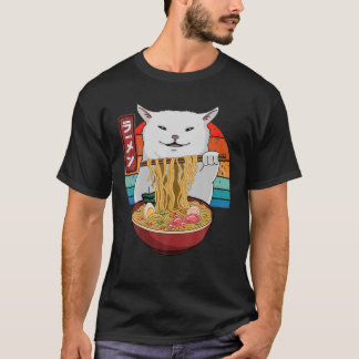 Camiseta Kawaii Gatos Comendo Ramen Nodles Japonês Vintage