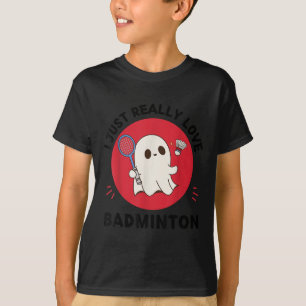 Camiseta Kawaii Ghost Badminton Lover Eu Adoro Ba