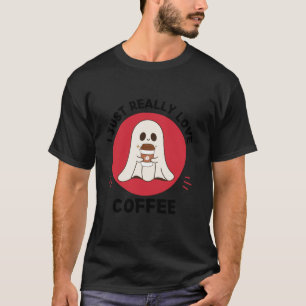 Camiseta Kawaii Ghost Coffee Lover Eu Adoro Café