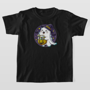 Camiseta Kawaii Ghost com Witch Hat   APENAS PRETO