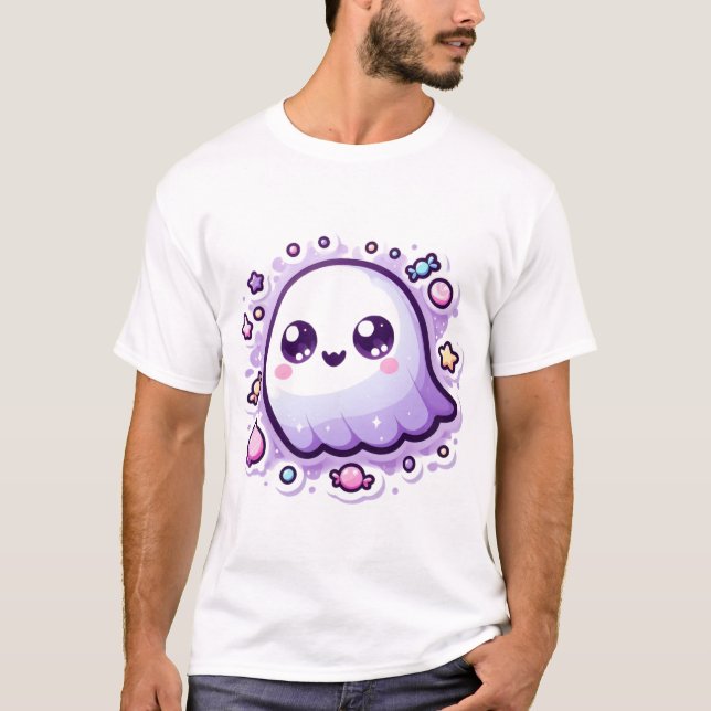 Camiseta Kawaii Ghost T-Shirt Cute Pastel Halloween Tee (Frente)