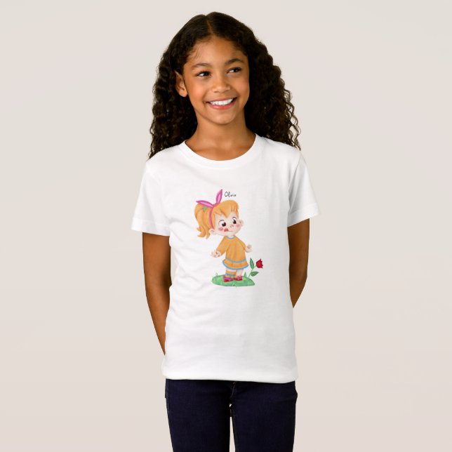 Camiseta Kawaii Girl Flower "Olivia" Kids (Frente Completa)