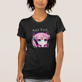 Camiseta Kawaii Girl personalizada com Fones de ouvido