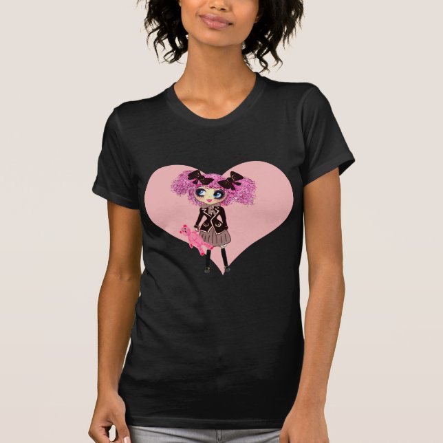 Camiseta Kawaii Girl PinkP - estudante (Frente)