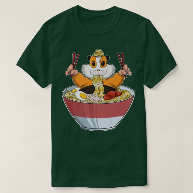 Camiseta Kawaii Guinea Pig Ramen Noodles I Otaku Anime Guin (Frente do Design)