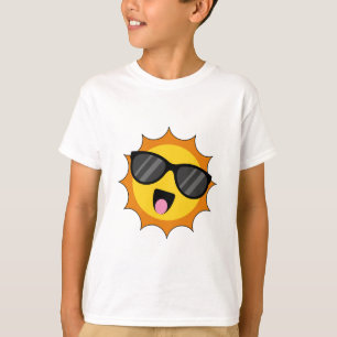 Camiseta Kawaii Happy Sun com óculos escuros