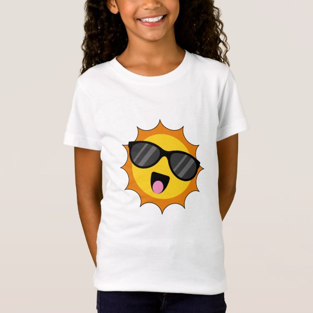 Camiseta Kawaii Happy Sun com óculos escuros (Frente)